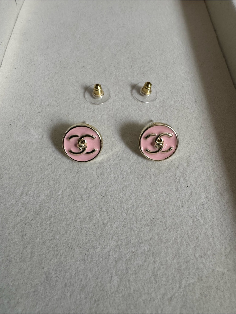 Pink & Gold Small Stud Earrings
